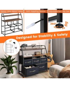 5 Drawers Dresser with Metal Frame and Anti-Toppling Devices
