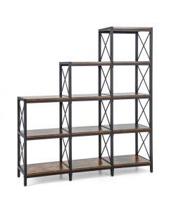 5-Tier Bookshelf 9 Cubes Bookcase with Carbon Steel Frame