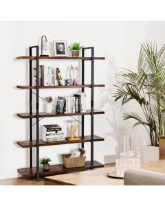 5-Tier Industrial Bookshelf with Anti-Toppling Device