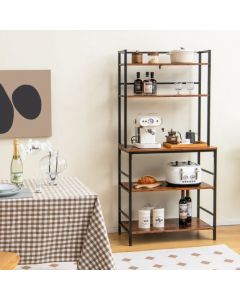 5-Tier Kitchen Bakers Rack with Hutch