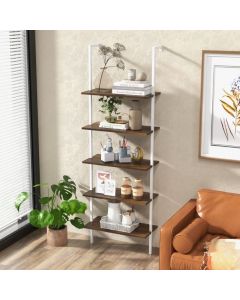 5-Tier Ladder Shelf with Steel Frame for Living Room Bedroom Office