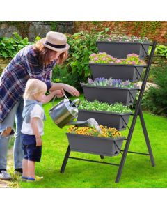 5-Tier Raised Garden Bed with Drainage Holes and Water Storage Bottom