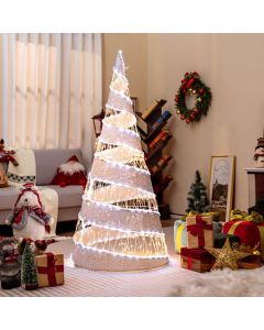 5FT Pre-lit Christmas Cone Tree with Warm White and White LED Lights