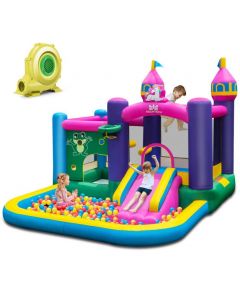 6-in-1 Inflatable Bounce House with Slide and 680W Blower