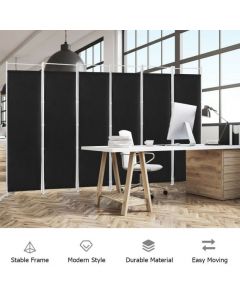 6-Panel Room Divider with Adjustable Foot Pads