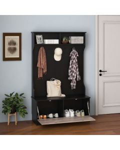63 Inches Hall Tree with Coat Rack and Storage Bench