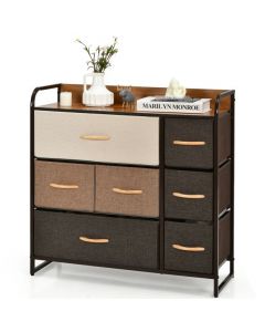 7-Drawer Dresser with Wooden Top for Bedroom Hallway