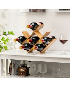8-Bottle Bamboo Wine Rack with Odorless Painting for Home and Bar