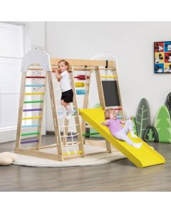 8-in-1 Wooden Kids Climbing Toy Set with Slide Ladder Monkey Bars