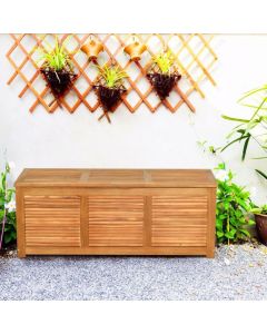 180L Acacia Wood Deck Box with Flexible Hinges and Handle