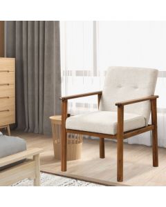 Modern Accent Chair Linen Fabric Armchair with Soft Cushioned
