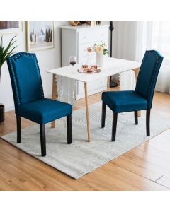 Set of 2 Accent Linen Fabric Upholstered Dining Chair with High Back