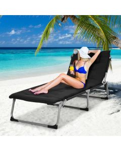 Adjustable Sun Lounger with Soft Mattress and Removable Pillow