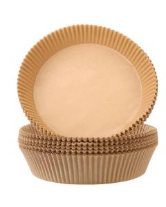 100Pcs Air Fryer Liner Disposable Paper Non-Stick Pan Parchment Baking Papers - 16cm Wood Color