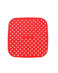8.5 inch Reusable Air Fryer Liners Non-Stick Silicone Pad Mat Basket Square - Red