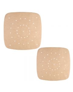 100 pcs Parchment Paper Liner with Hole Greaseproof Baking Mat for Air Fryer - Square 23cm