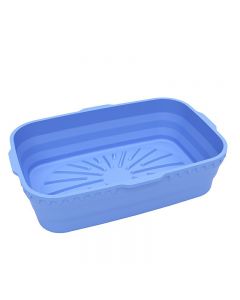 Rectangle Microwavable Air Fryer Silicone Pot Baking Basket Oven Non Stick Reusable Liners - Blue