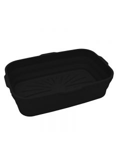 Rectangle Microwavable Air Fryer Silicone Pot Baking Basket Oven Non Stick Reusable Liners - Black
