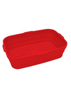 Rectangle Microwavable Air Fryer Silicone Pot Baking Basket Oven Non Stick Reusable Liners - Red