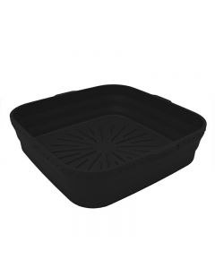 Square Microwavable Air Fryer Silicone Pot Baking Basket Oven Non Stick Reusable Liners - Black
