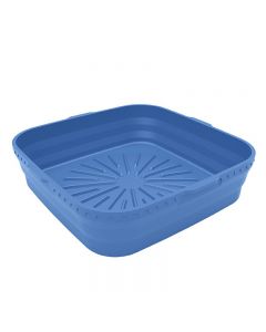 Square Microwavable Air Fryer Silicone Pot Baking Basket Oven Non Stick Reusable Liners - Blue