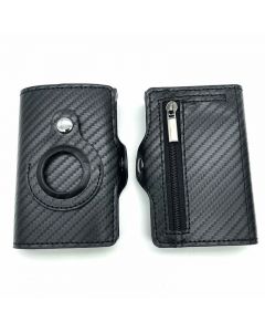 Leather Airtag Wallet Card Holder Smart Anti-lost Protective Cover RFID Wallet - Black
