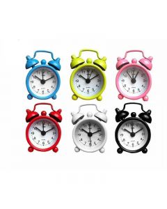 Classic Double Bell Mini Alarm Clock Quartz Movement Bedside Analog Clock - White
