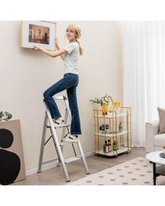 Aluminum Folding Step Stool with Non-Slip Pedal and Footpads