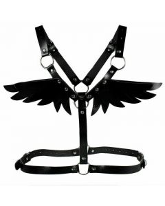 Punk Waist Belt PU Leather Harness Adjustable Angel Wings Body Chest Harness Shoulder Strap