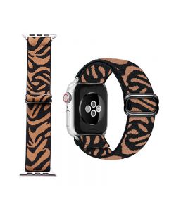 Nylon Sport Loop Braided Strap Elastic Wristbelt for Apple Watch Band iWatch 42/44/45mm - Tiger Print