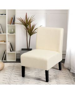 Armless Upholstered Accent Chair with Curved Rubber Backrest