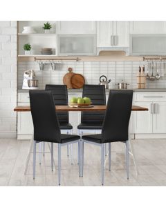 Set of 4 Armless Upholstered Dining Chairs with High Back