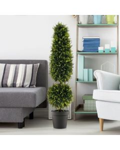 120 CM Artificial Boxwood Topiary Tree with Cement-Filled Flowerpot