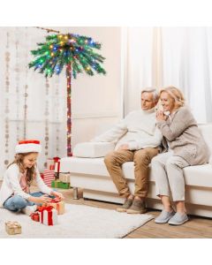 6 Feet Pre-Lit Artificial Christmas Palm Tree with LED Lights