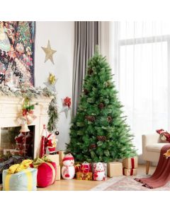 6 Feet Artificial Christmas Tree with Red Berries and Pine Cones