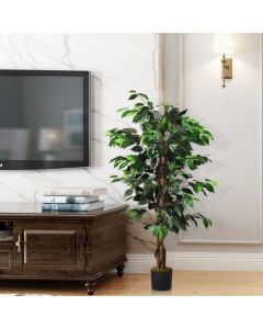 120CM Artificial Ficus Tree with Plastic Pot and Natural Trunk