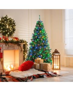 6 Feet Pre-Lit Artificial Hinged Christmas Tree with 260 LED Lights