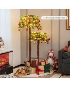 Pre-Lit Artificial Palm Tree with Metal Stand and Gloves