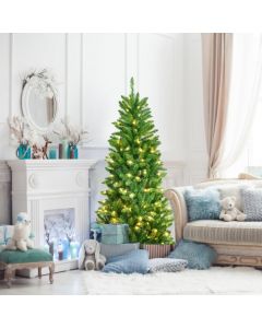 Pre-lit Artificial Pencil Christmas Tree with Warm White UL-listed Lights
