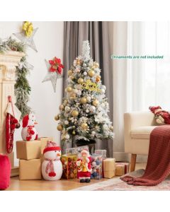 4 Feet Pre-Lit Artificial Snow Flocked Christmas Tree for Xmas Decoration