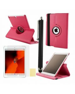 360 Rotation Case + Screen Film + Touch Screen Pen For iPad 5(Air) - Hot Pink