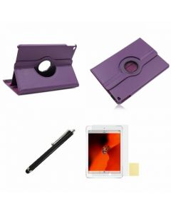 360 Rotation Case + Screen Film + Touch Screen Pen For iPad 5(Air) - Purple