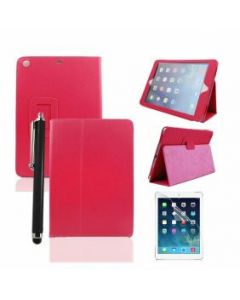 Protective Leather Case Cover with Fold Stand + Protective film + Stylus for iPad 5(Air) - Rose Red