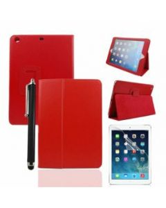 Protective Leather Case Cover with Fold Stand + Protective film + Stylus for iPad 5(Air) - Red