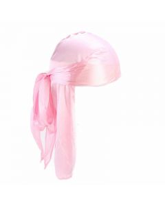 Fashion Unisex Men and Women Headscarf Headdress Bandana Durag Headwear Faux Soft Silk Pirate Cap Wrap - Pink