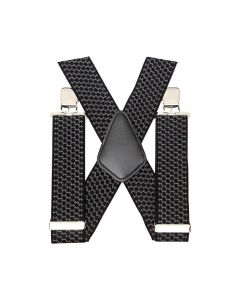 Jacquard 50mm Wide Heavy Duty Suspenders Adjustable Unisex Trousers - Black
