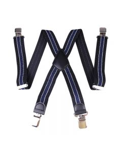 Mens 40mm High Elasticity Braces Fashion Trousers Suspenders - Navy Blue Stripes