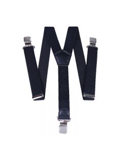 40mm Width Unisex Mens Women Braces Heavy Duty Stripes Suspenders - Black