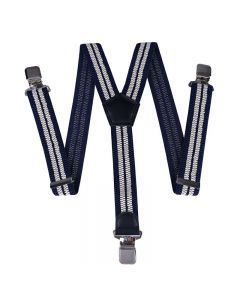 40mm Width Unisex Mens Women Braces Heavy Duty Stripes Suspenders - Blue