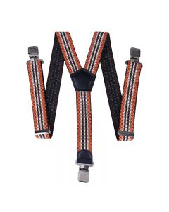 40mm Width Unisex Mens Women Braces Heavy Duty Stripes Suspenders - Brown